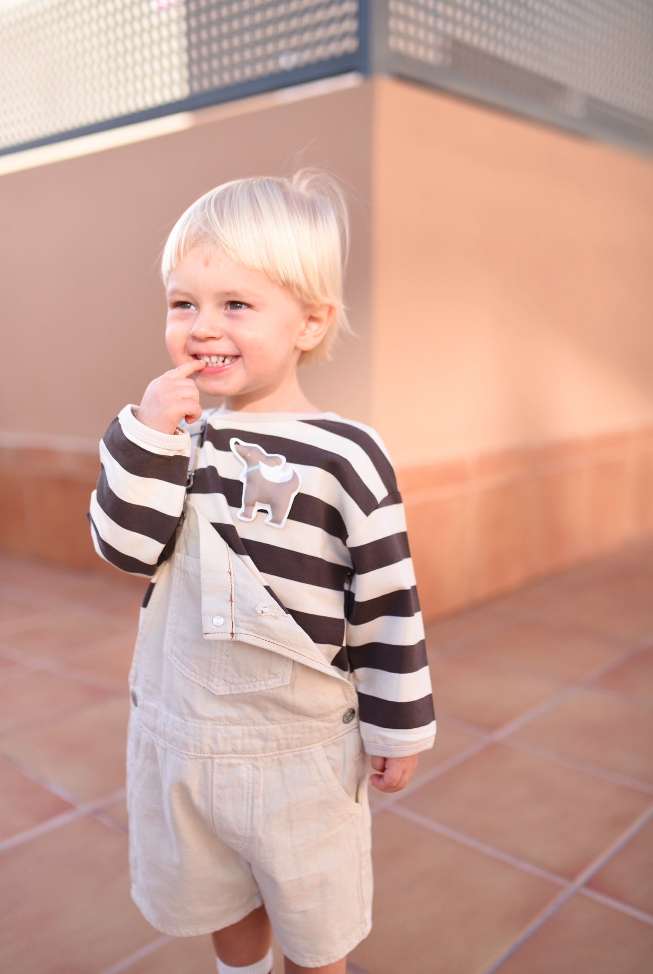 Brown striped blouse and 3 changeable decorations