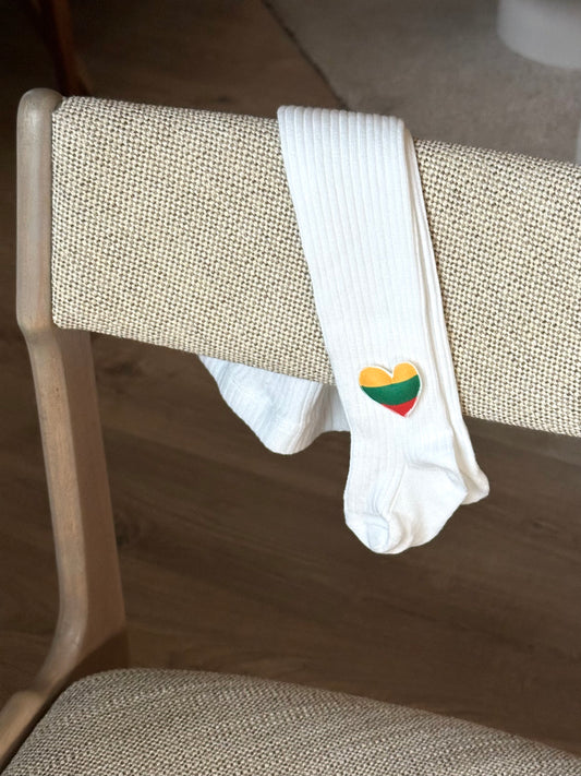 White tights with the Lithuanian flag